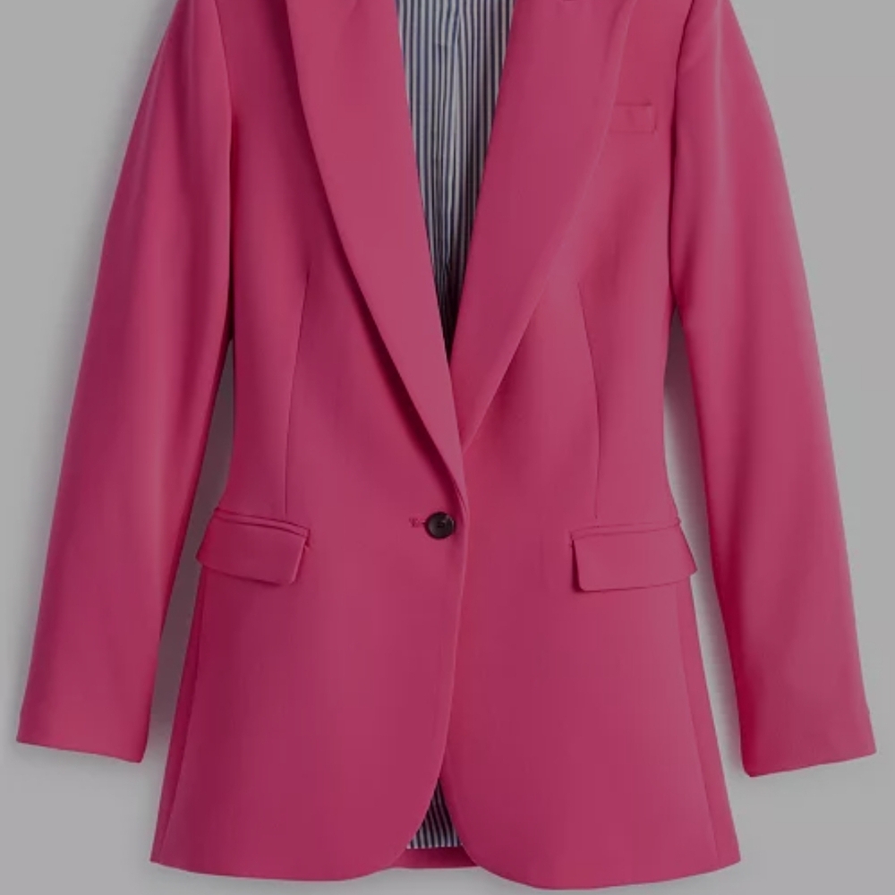 Vibrant Pink Blazer with Notched Lapels and Oversized Fit